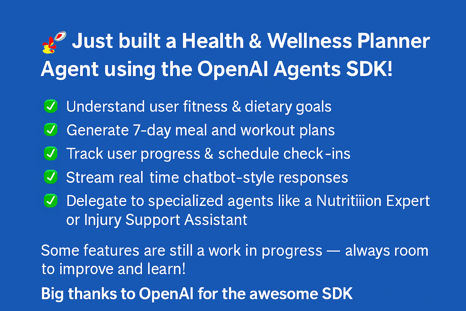 Health and Wellness Agent - OpenAI Agents SDK Project